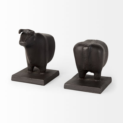 Taurus III (Set of 2) 9L x 4W Black Cast Aluminum Bull Bookends