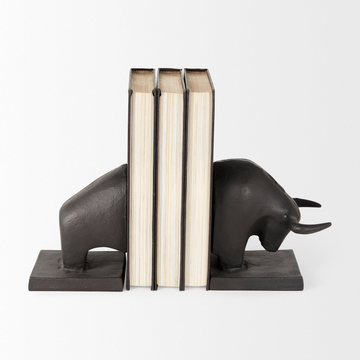 Tauro III (Set of 2) 10L x 5W Black Cast Aluminum Raging Bull Bookends