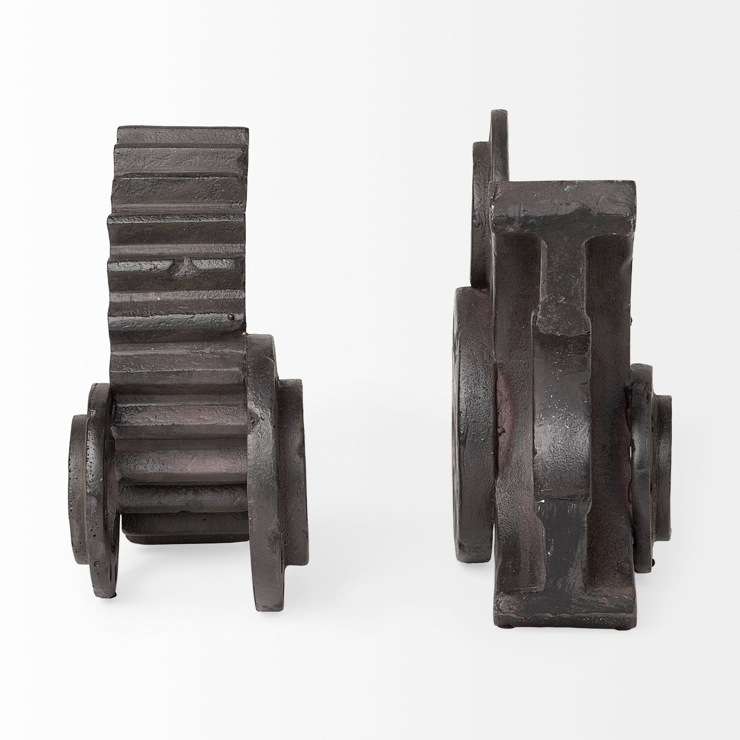 Cogsworth Set of 2 14L x 4W Brown Resin Industrial Gear Bookends