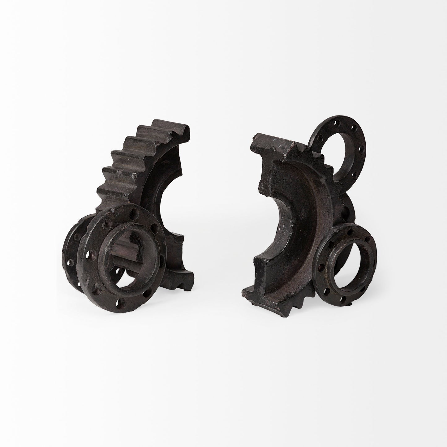 Cogsworth Set of 2 14L x 4W Brown Resin Industrial Gear Bookends