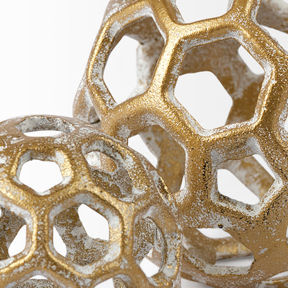 Moyer I (Small) 3L x 3W Gold Metal Hollow Decorative Orb