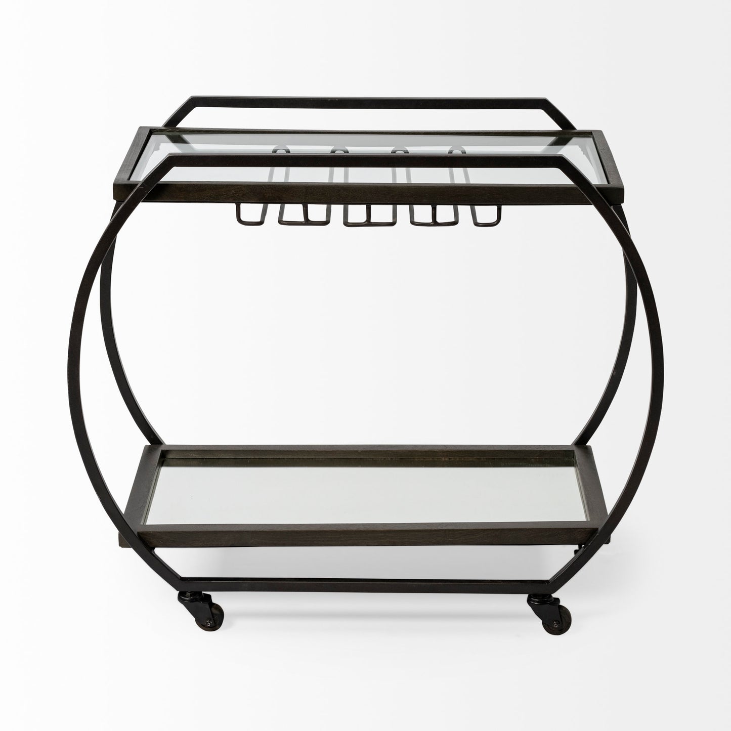 Chriselle Black Metal And Glass Two Tier Bar Cart