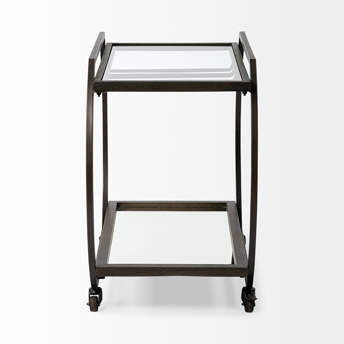 Chriselle Black Metal And Glass Two Tier Bar Cart
