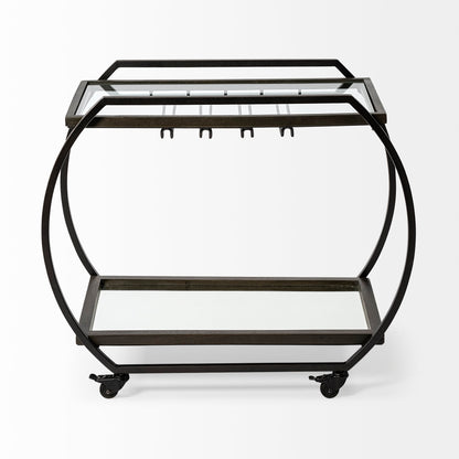 Chriselle Black Metal And Glass Two Tier Bar Cart