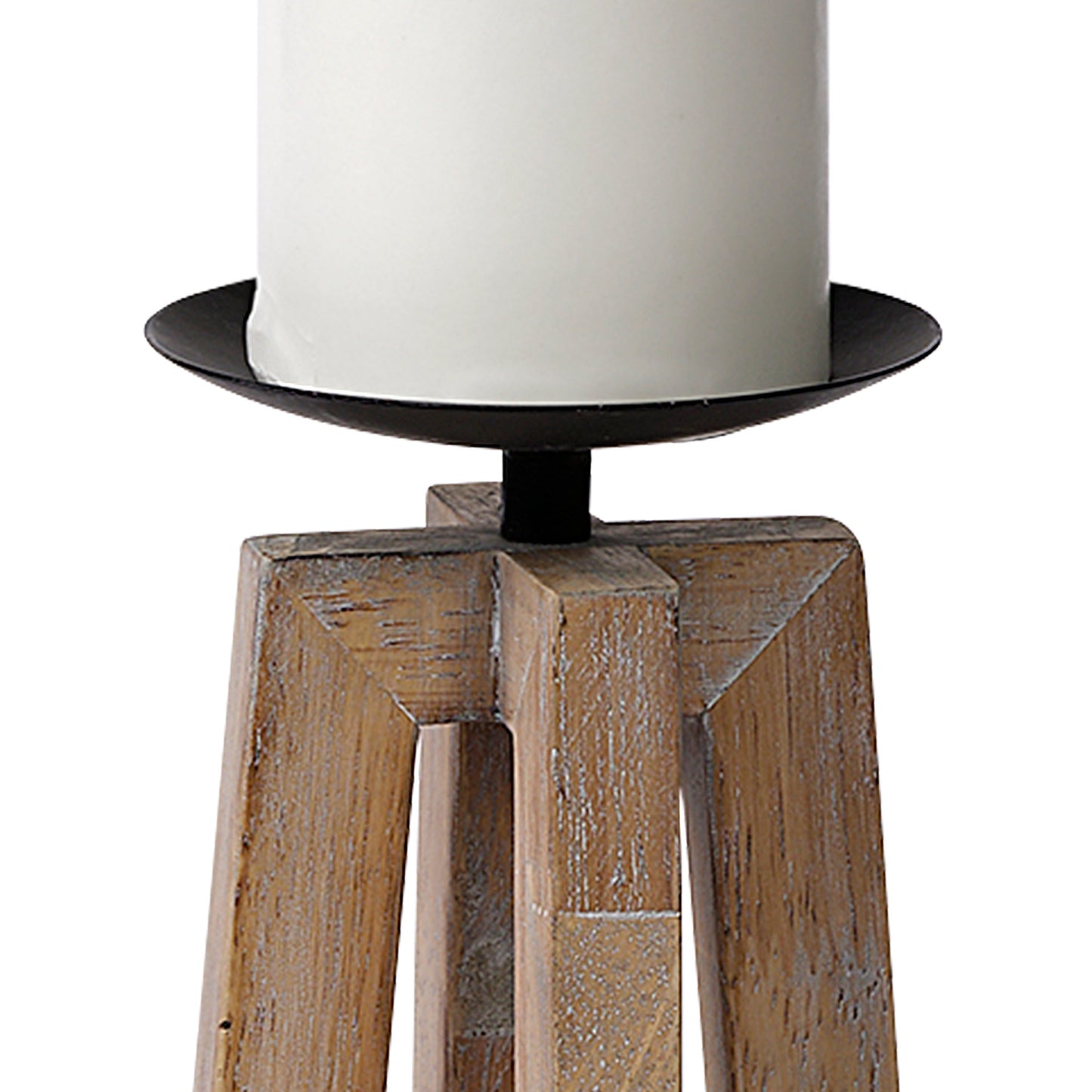 Astra Small Light Brown Wood Pedestal Base Table Candle Holder