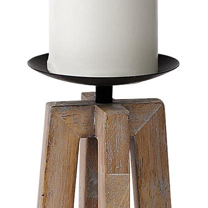 Astra Small Light Brown Wood Pedestal Base Table Candle Holder