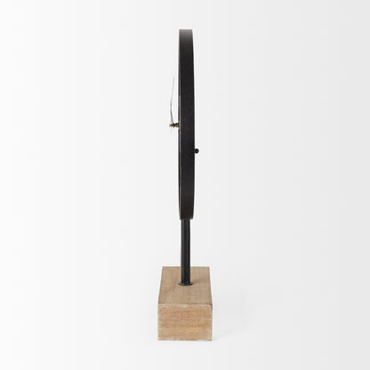 Oris Black Metal/Wood Open Frame Table Clock