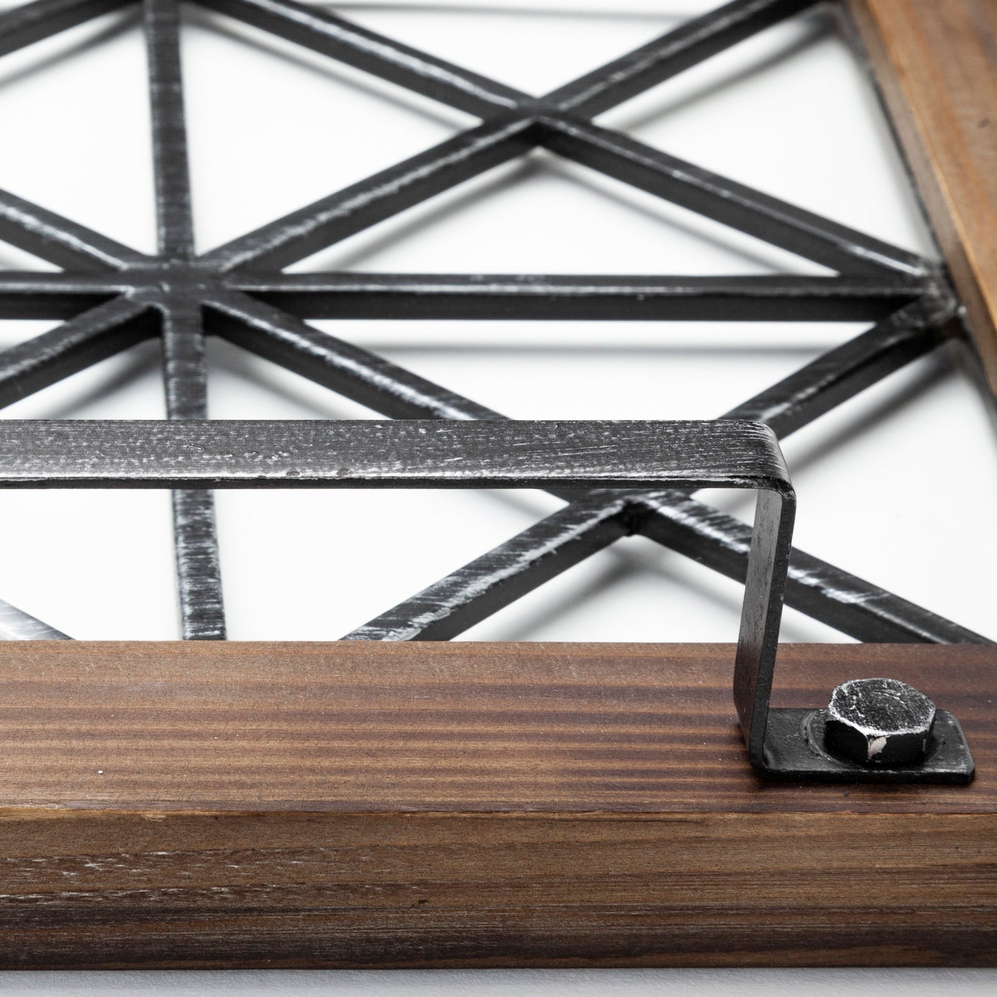 Ellingson 28L x 13W Black Rectangular Metal Glass Wood Bottom Tray