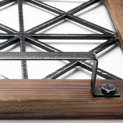 Ellingson 28L x 13W Black Rectangular Metal Glass Wood Bottom Tray