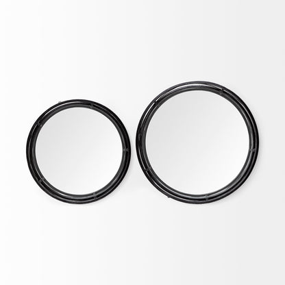 Piers (Set of 2) Black Metal Mirrored Round Trays