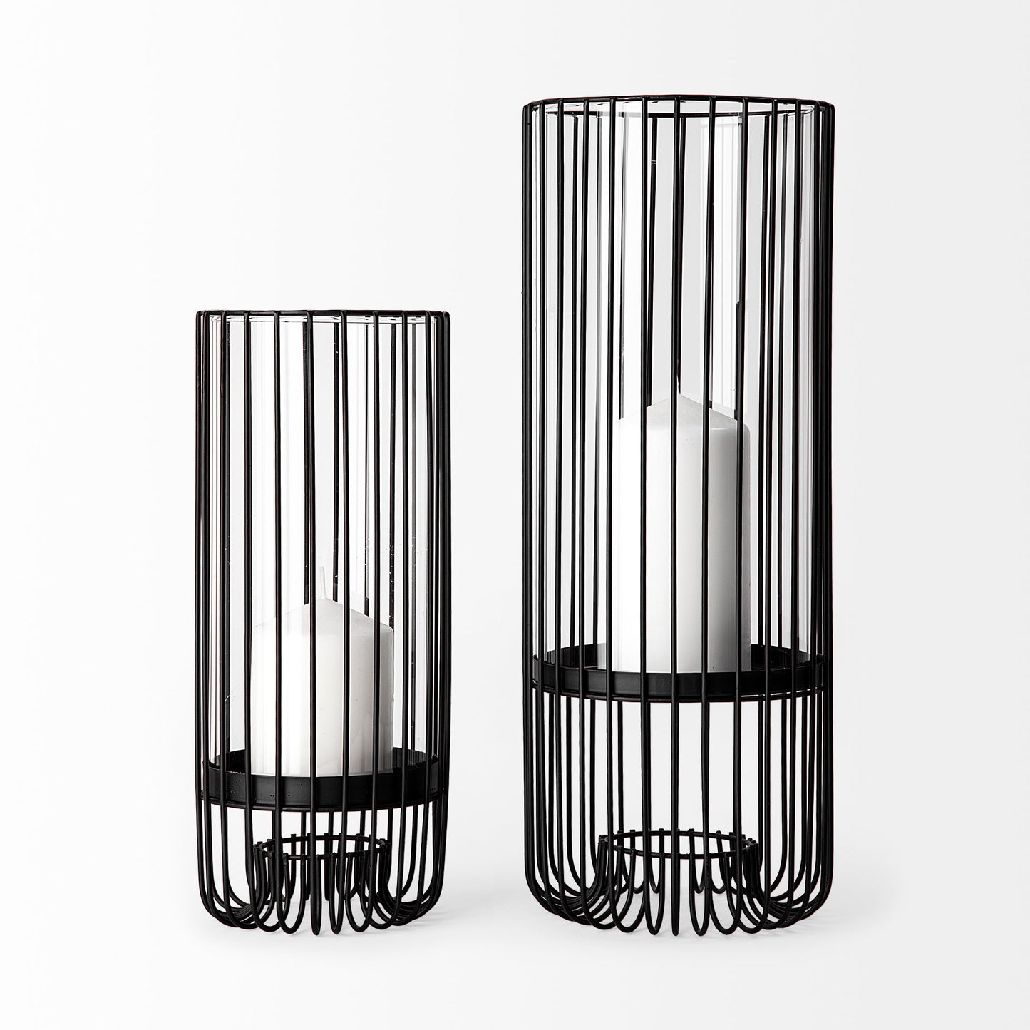 Velo II Large Black Metal Cylindrical Table Candle Holder