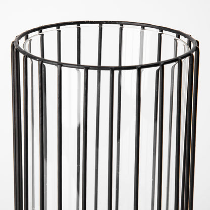 Velo II Large Black Metal Cylindrical Table Candle Holder