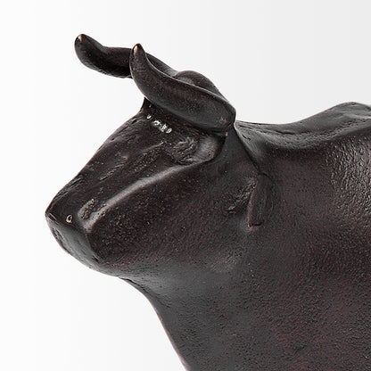Taurus II 9L x 4W Black Cast Aluminum Bull Decorative Object