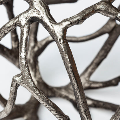 Sphaira I Small 5L x 5W Silver Cast Aluminum Decorative Tree Branch Orb