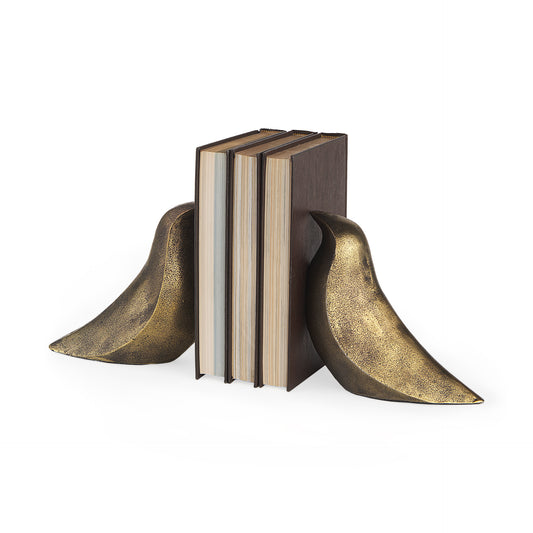 Dover (Set of 2) 15L x 4W Gold Aluminum Dove Bookends