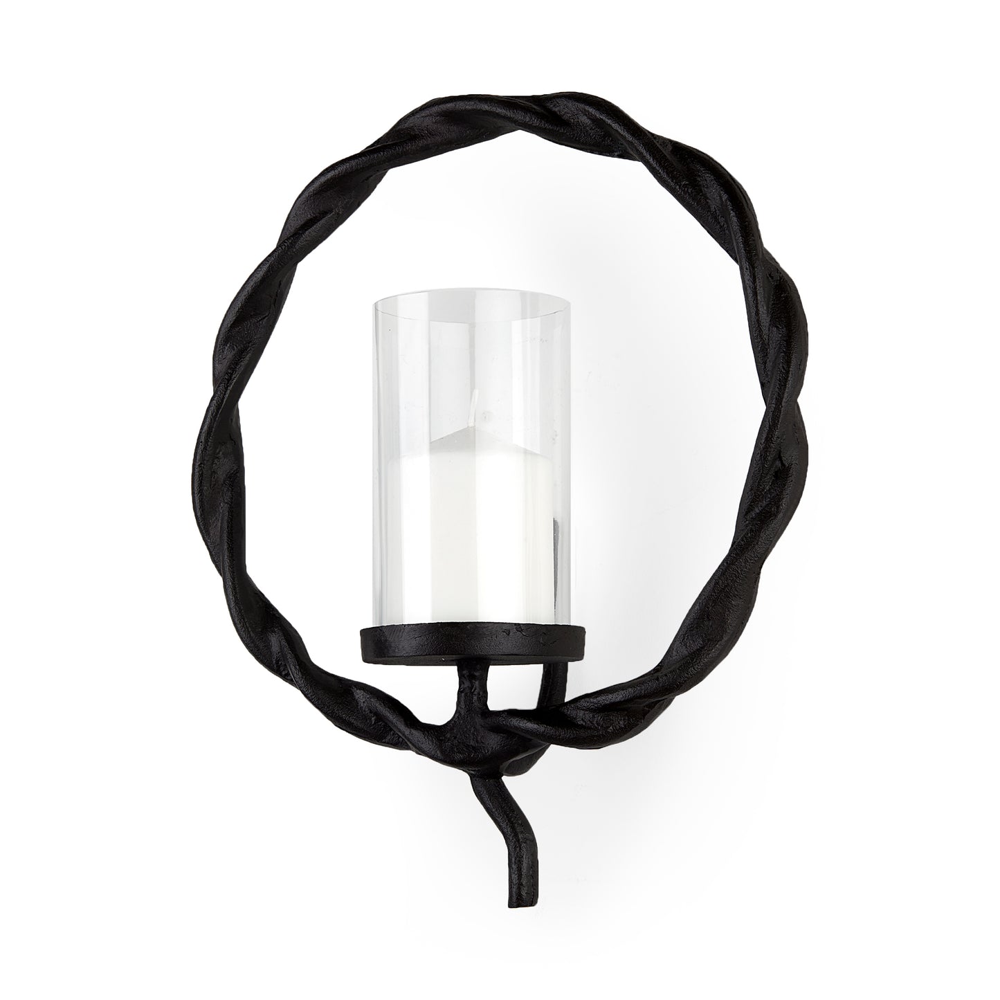 Rizwan 12.0L x 14.0W x 4.5H Black Aluminum Braided Circular Candle Holder