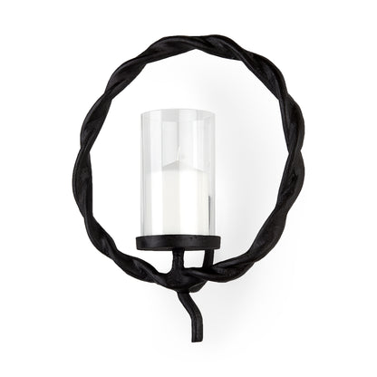 Rizwan 12.0L x 14.0W x 4.5H Black Aluminum Braided Circular Candle Holder
