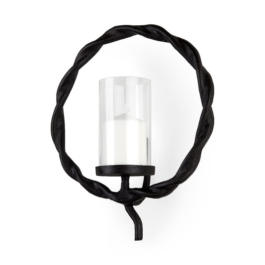 Rizwan 12.0L x 14.0W x 4.5H Black Aluminum Braided Circular Candle Holder
