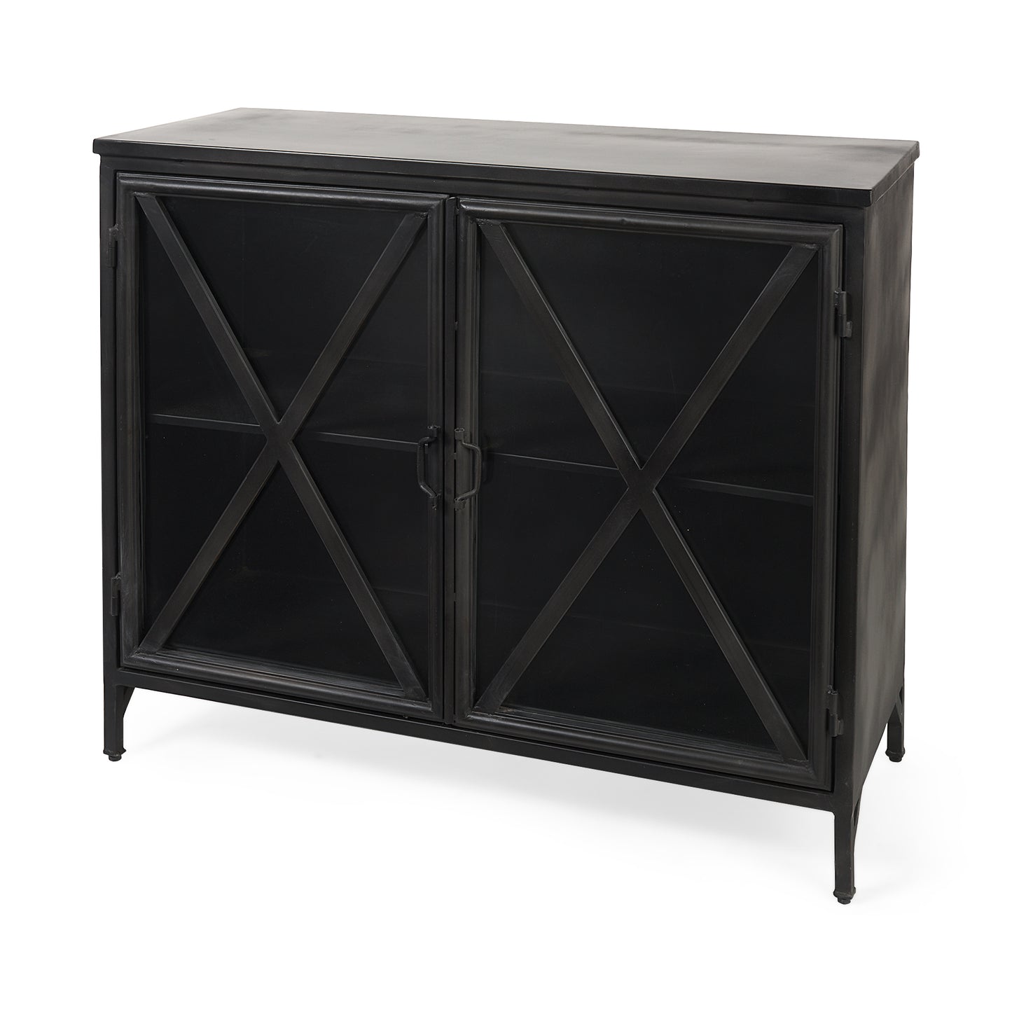 Poppy III 40L x 16W Black Metal With Glass Door Accent Cabinet