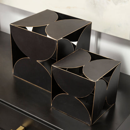 Darren (Small) 6L x 6W Black Metal Decorative Cube