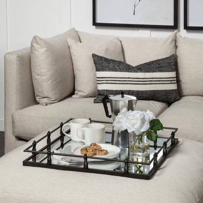 Christa 22L x 22W Black Metal Mirrored Base Square Tray