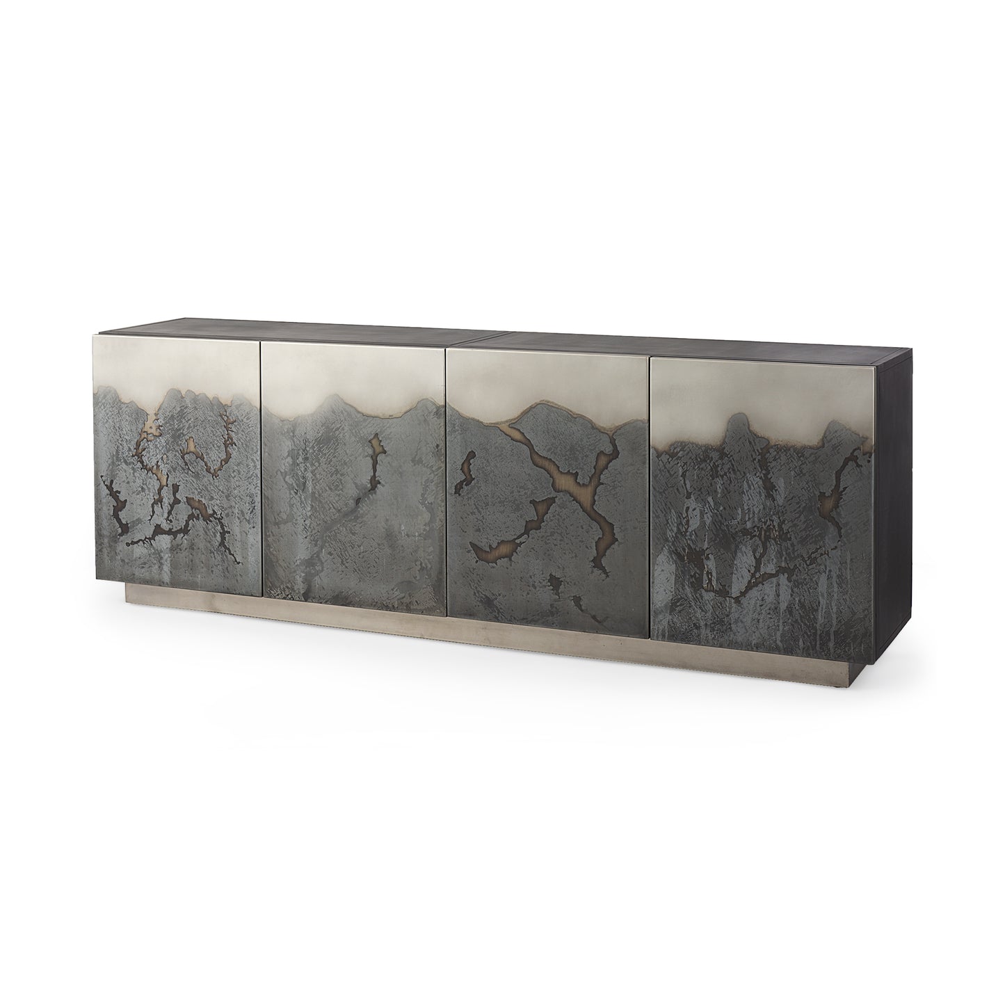 Roxdale 82.0L x 18.0W x 29.0H Acid Wash Metal Sideboard