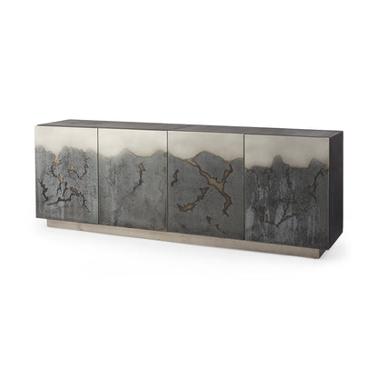 Roxdale 82.0L x 18.0W x 29.0H Acid Wash Metal Sideboard