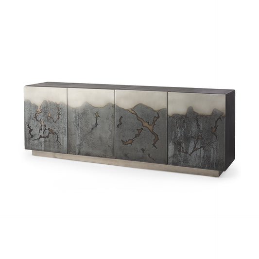 Roxdale 82.0L x 18.0W x 29.0H Acid Wash Metal Sideboard