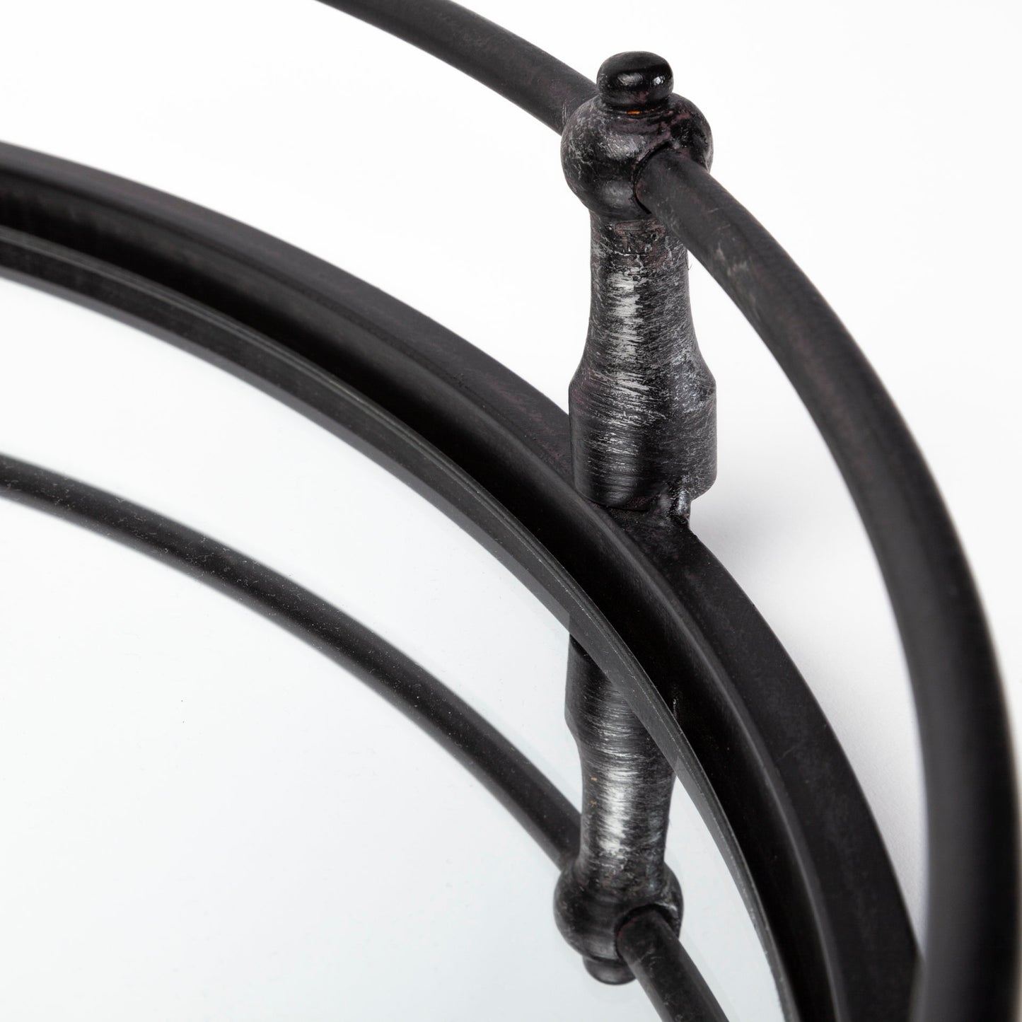 Kimbel 24L x 24W Black Metal Mirrored Base Round Tray