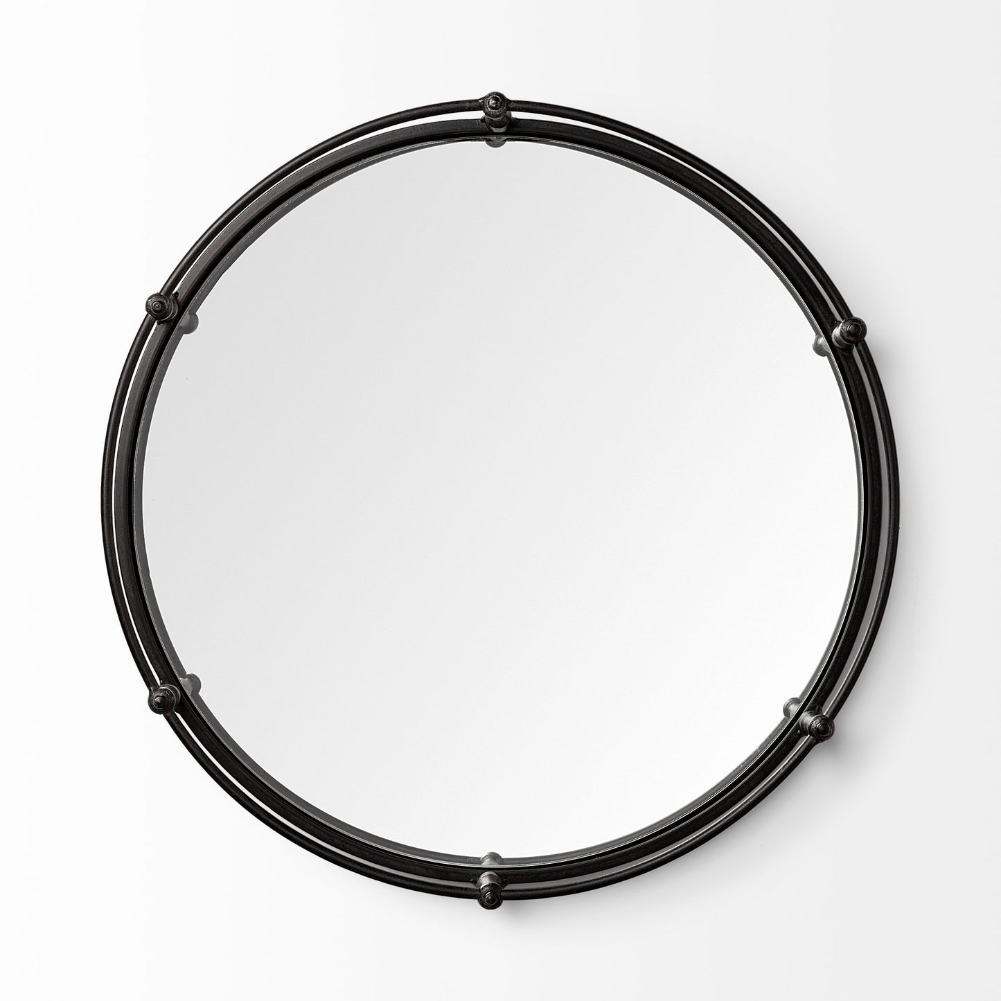Kimbel 24L x 24W Black Metal Mirrored Base Round Tray