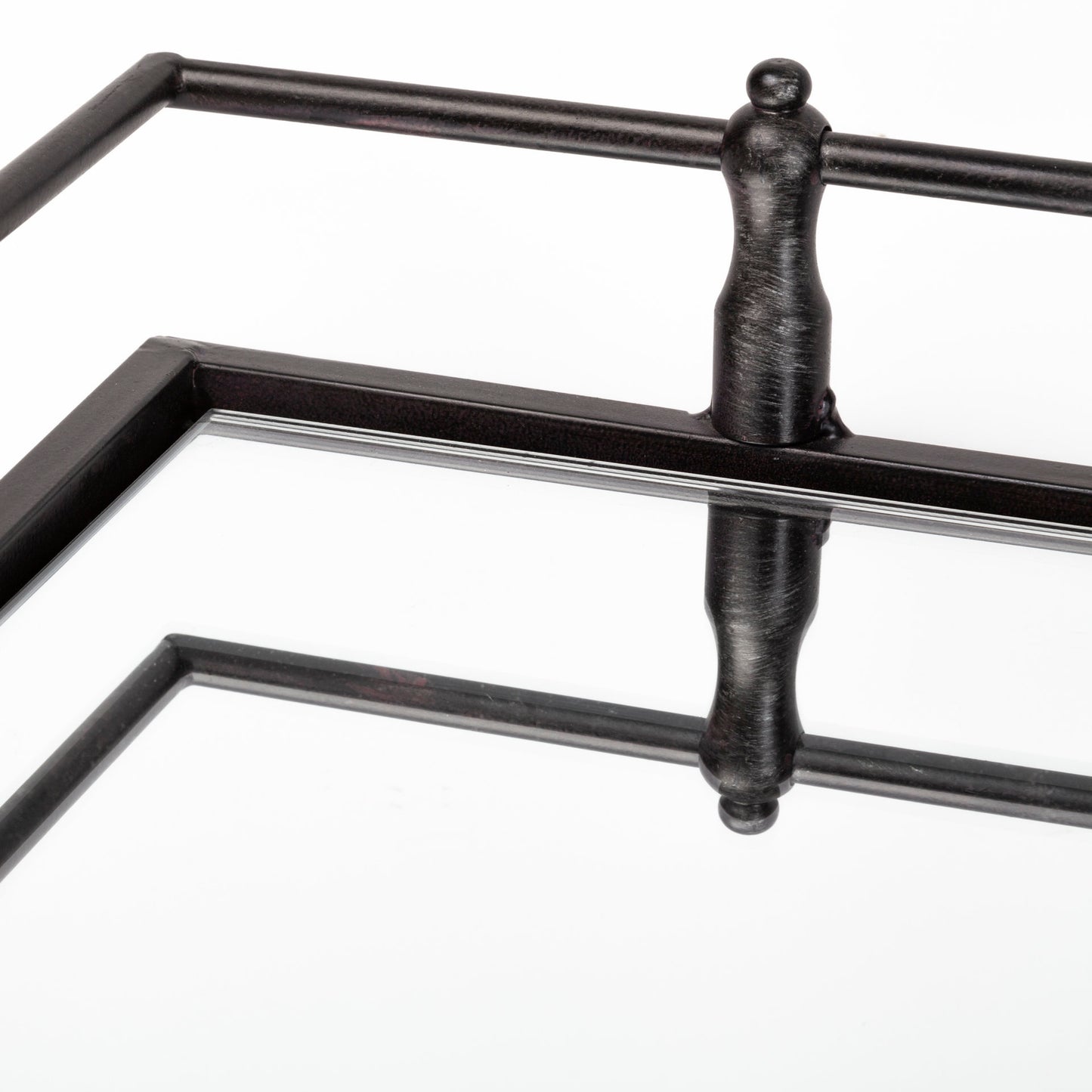 Christa 22L x 22W Black Metal Mirrored Base Square Tray