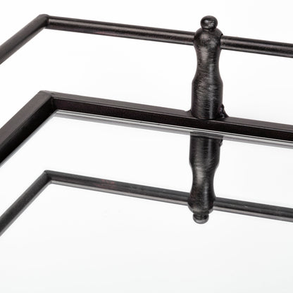 Christa 22L x 22W Black Metal Mirrored Base Square Tray