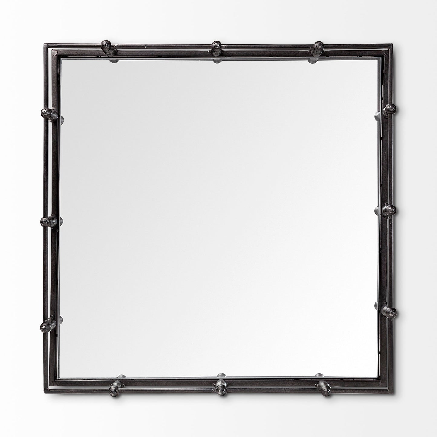 Christa 22L x 22W Black Metal Mirrored Base Square Tray