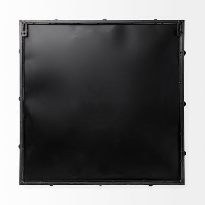 Christa 22L x 22W Black Metal Mirrored Base Square Tray