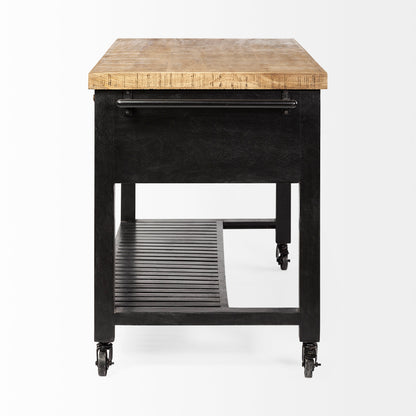 Columbia 62L x 28W x 36H Black Wooden Kitchen Island