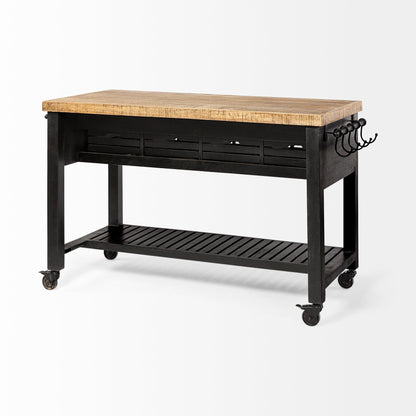 Columbia 62L x 28W x 36H Black Wooden Kitchen Island