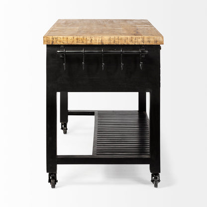 Columbia 62L x 28W x 36H Black Wooden Kitchen Island