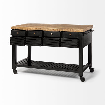 Columbia 62L x 28W x 36H Black Wooden Kitchen Island