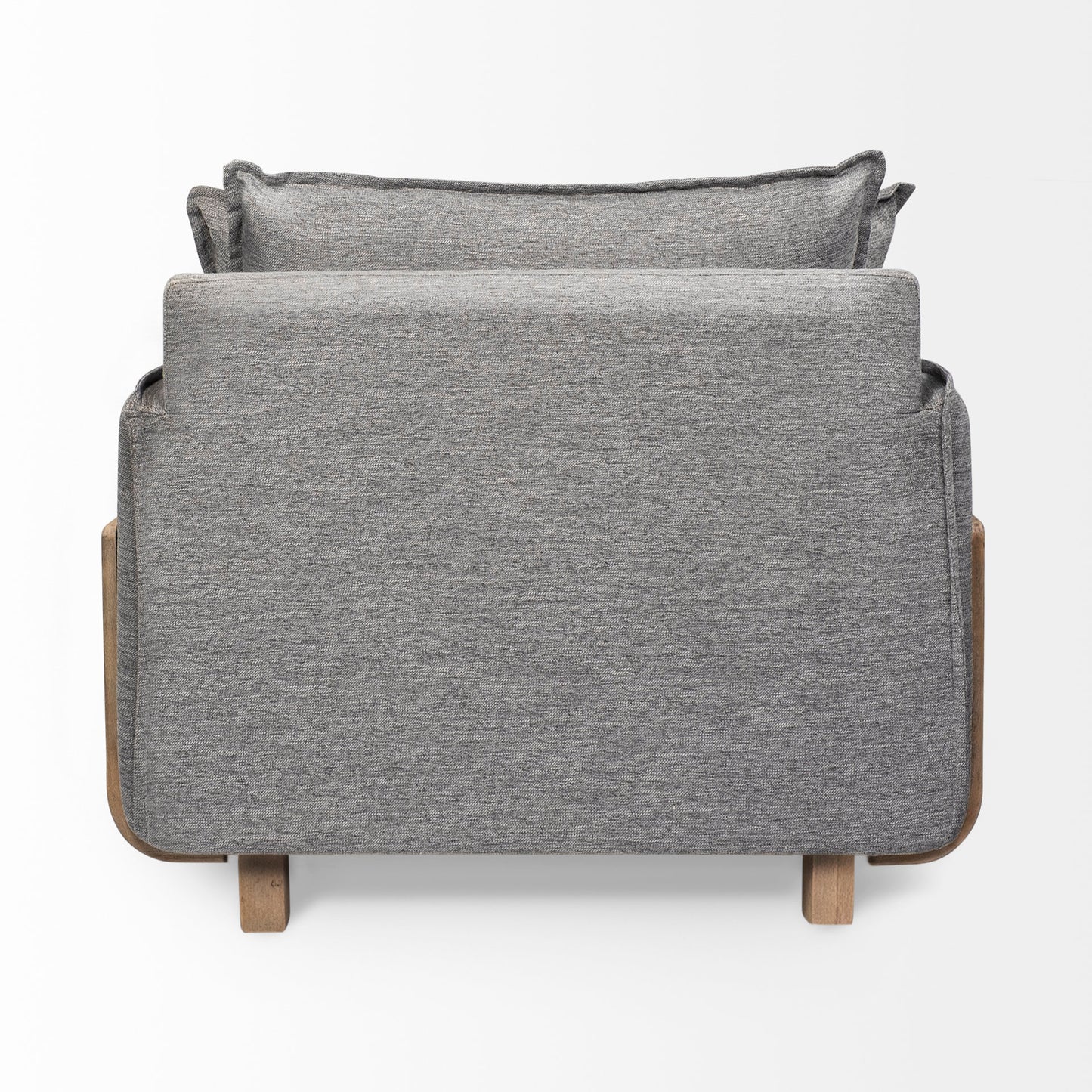 Roy II Castlerock Gray Upholstered and Brown Wood Frame Arm Chair