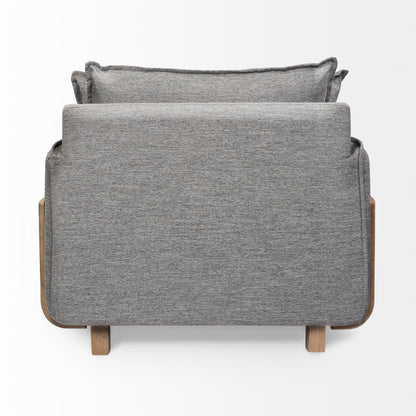 Roy II Castlerock Gray Upholstered and Brown Wood Frame Arm Chair