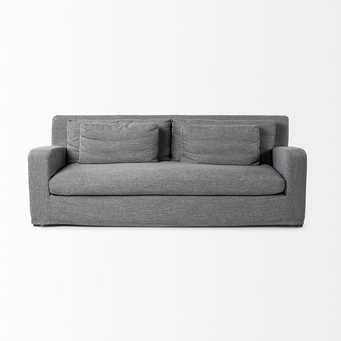 Denly II 92" Casterock Gray Slipcover Three Seater Sofa