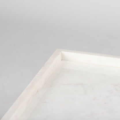 Nathan II 18" x 20" Square Top White Marble and Black Metal End/Side Table