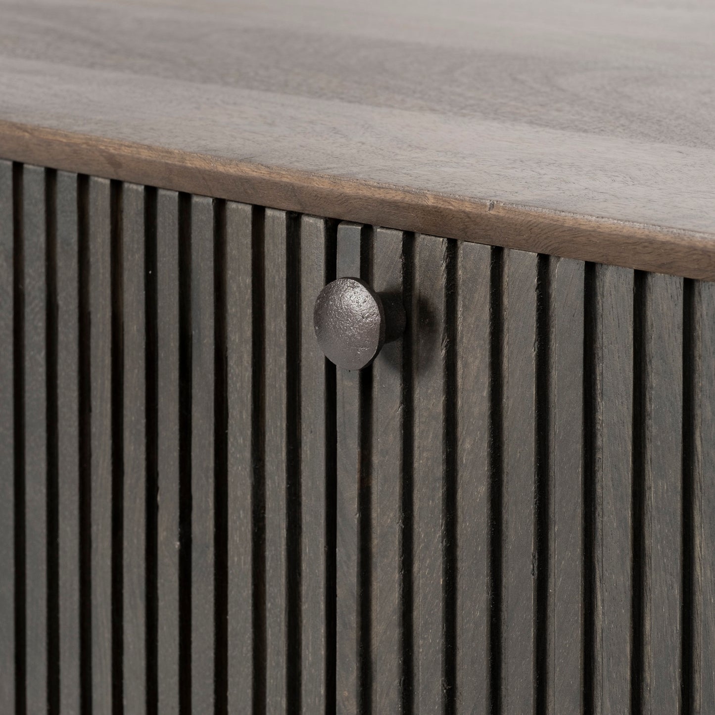 Grace I Two-Toned Brown Solid Wood TV Stand Media Console with Slated Doors, TV up to 82"