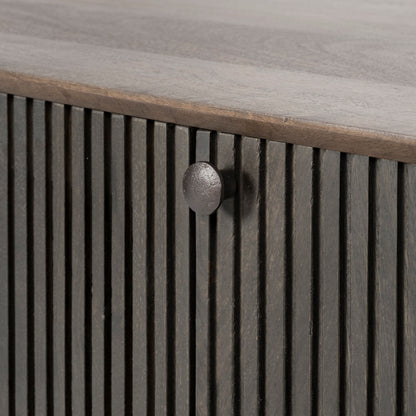 Grace I Two-Toned Brown Solid Wood TV Stand Media Console with Slated Doors, TV up to 82"