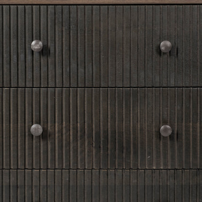 Grace 70Wx18.5Lx31.25H Two-Tone Brown Solid Wood 6 Drawer Sideboard