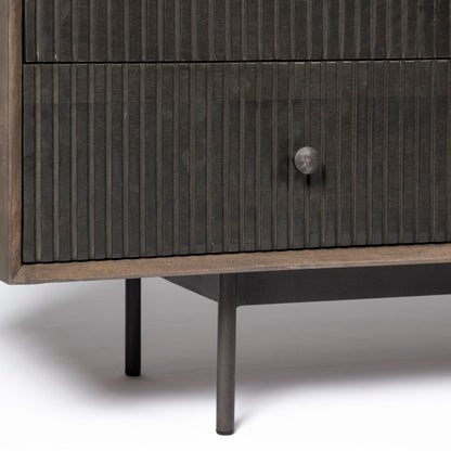 Grace 70Wx18.5Lx31.25H Two-Tone Brown Solid Wood 6 Drawer Sideboard