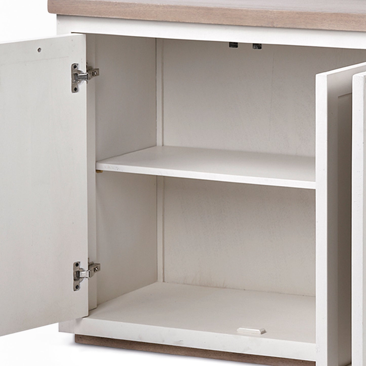 Fairview III Solid Wood Brown Top & White Frame 4 Cabinet Door Sideboard