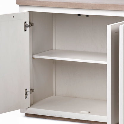 Fairview III Solid Wood Brown Top & White Frame 4 Cabinet Door Sideboard