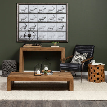 Leopold Set of Two Black Metal Wooden Base Table Candle Holders