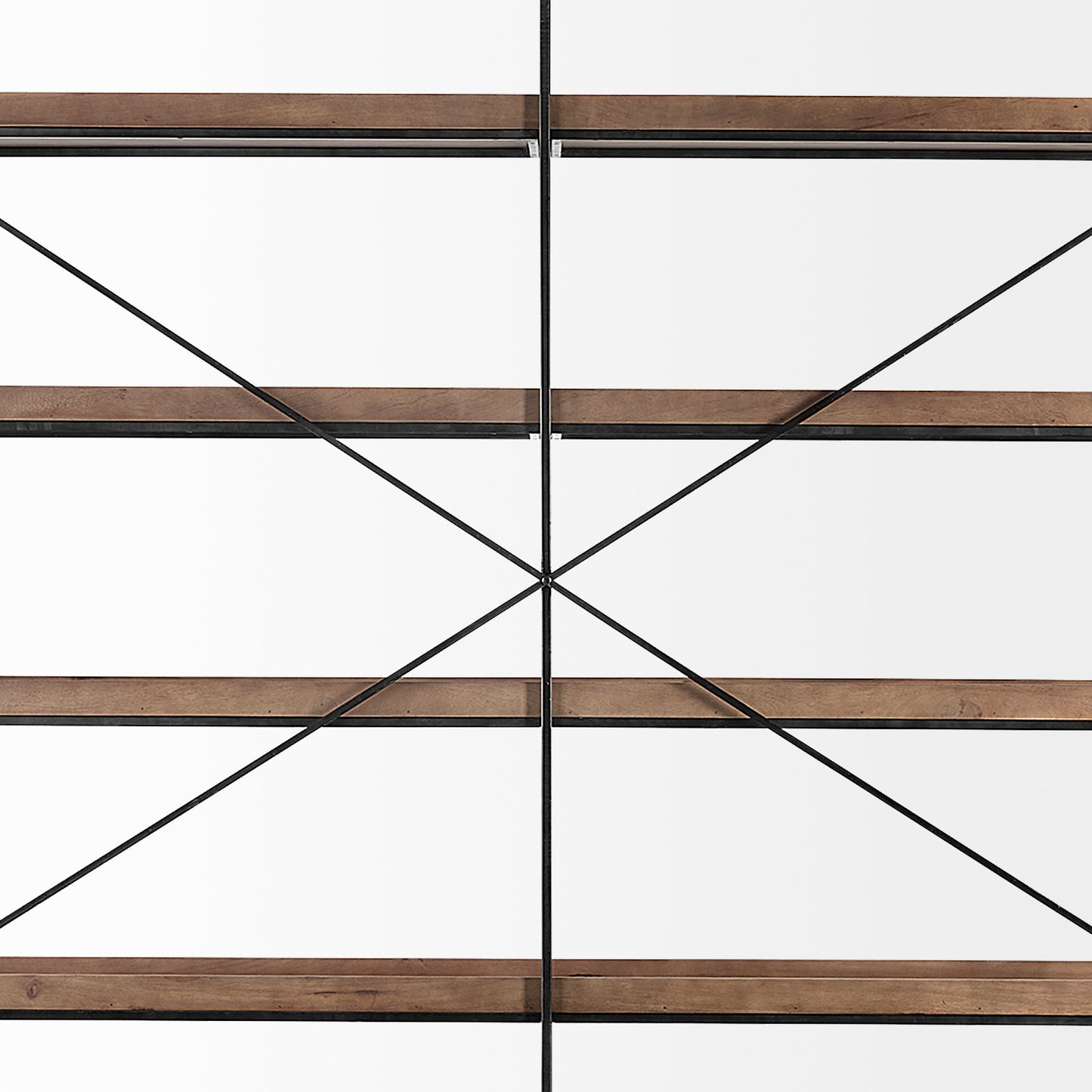 Trey IV 80L x 16W x 87.5H Medium Brown Wood and Iron Five Tray Shelf Shelving Unit